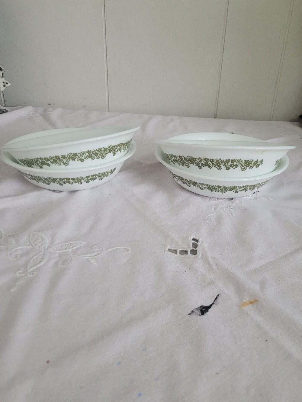 Vintage Corelle "Spring Blossom Green" ( "Crazy Daisy") 10 Oz Berry Bowls
